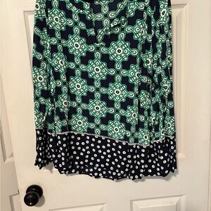 Crown & Ivy Navy and Green A-Line Skirt
